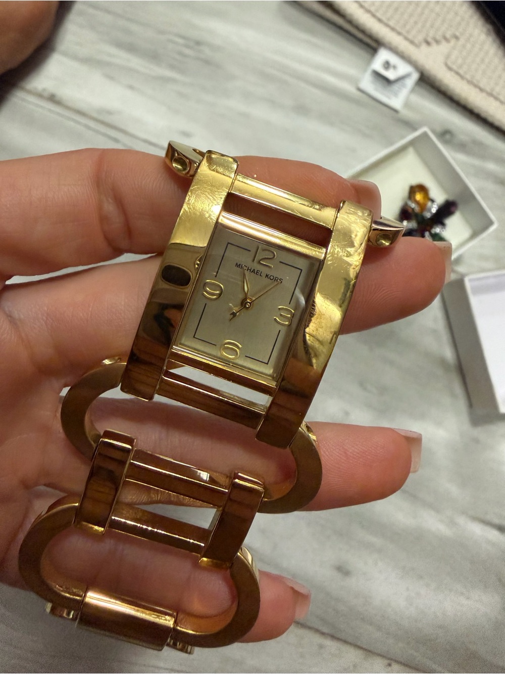 Michael Kors Gold-Tone Wide Link Bracelet Watch